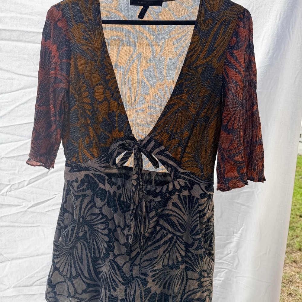 Bcbgmaxazria Blue And Orange Patterned Dress - image 1